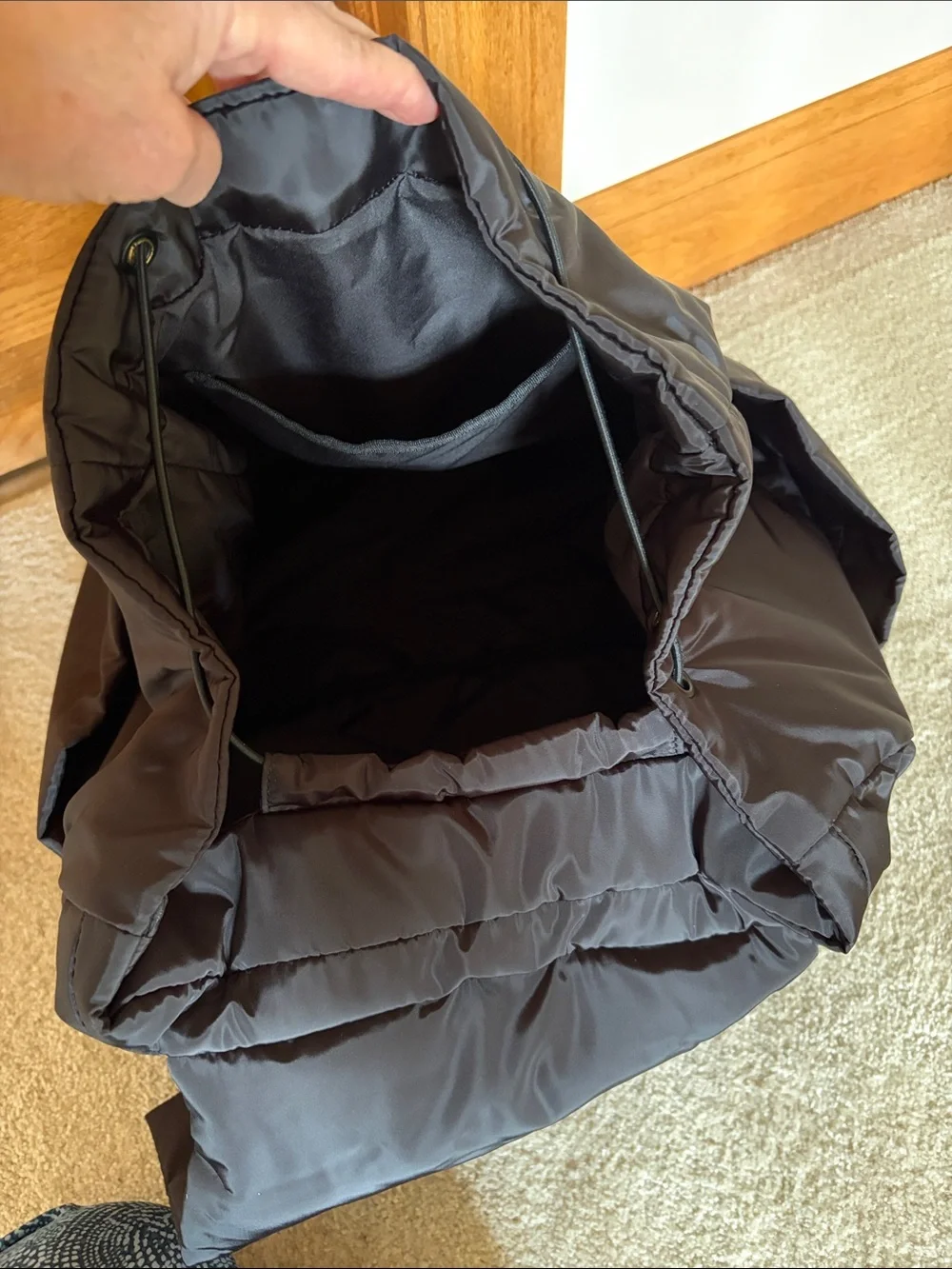 LifeGear Unisex Soft Black Nylon Backpack w Trolley Sleeve